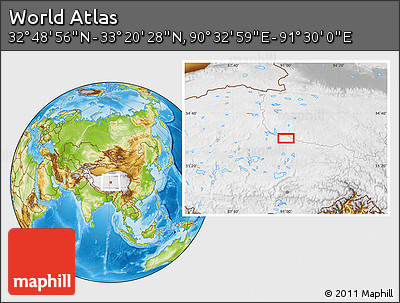 Physical Location Map of the Area around 33° 4' 42" N, 91° 1' 30" E