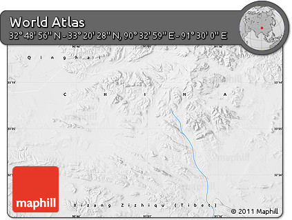 Physical Map of the Area around 33° 4' 42" N, 91° 1' 30" E