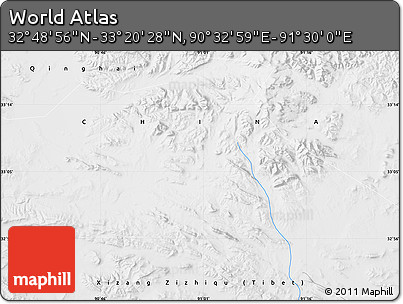Physical Map of the Area around 33° 4' 42" N, 91° 1' 30" E