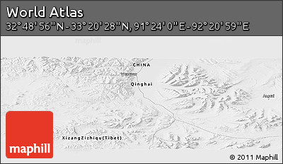Physical Panoramic Map of the Area around 33° 4' 42" N, 91° 52' 30" E