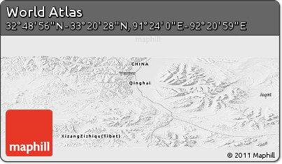 Physical Panoramic Map of the Area around 33° 4' 42" N, 91° 52' 30" E