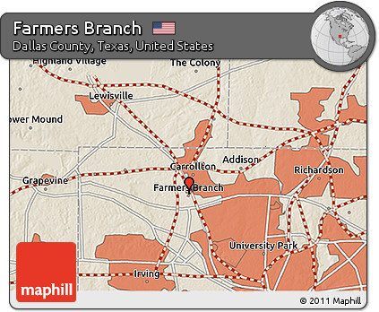 Shaded Relief 3D Map of Farmers Branch