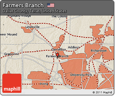 Shaded Relief 3D Map of Farmers Branch