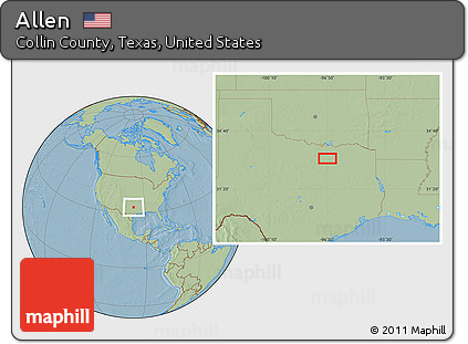 Savanna Style Location Map of Allen, hill shading