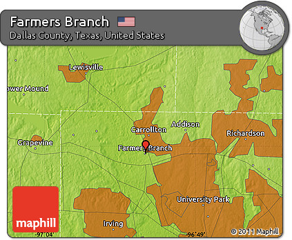 Physical Map of Farmers Branch