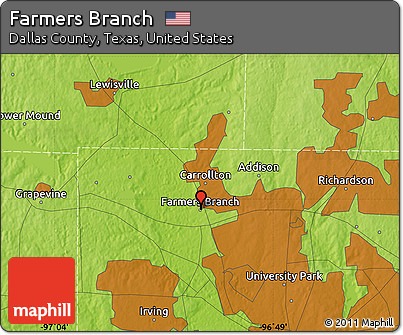 Physical Map of Farmers Branch