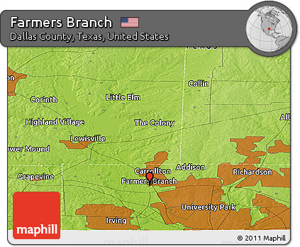 Physical Panoramic Map of Farmers Branch