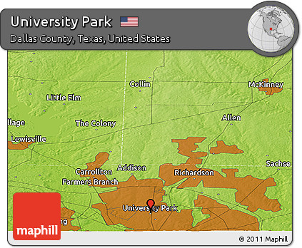 Physical Panoramic Map of University Park