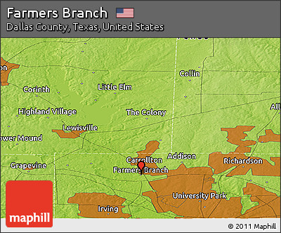 Physical Panoramic Map of Farmers Branch