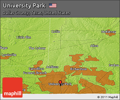 Physical Panoramic Map of University Park