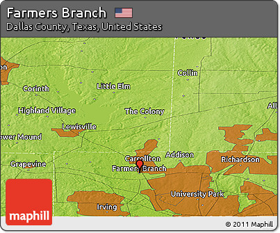 Physical Panoramic Map of Farmers Branch