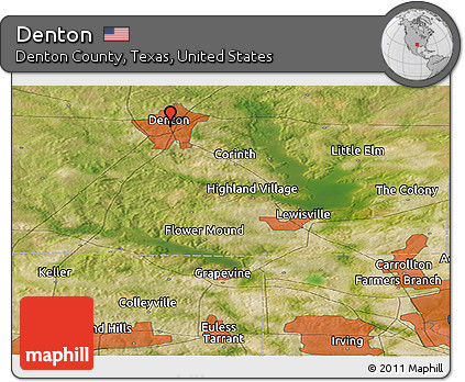 Satellite Panoramic Map of Denton