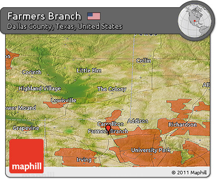 Satellite Panoramic Map of Farmers Branch