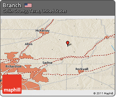 Shaded Relief Panoramic Map of Branch