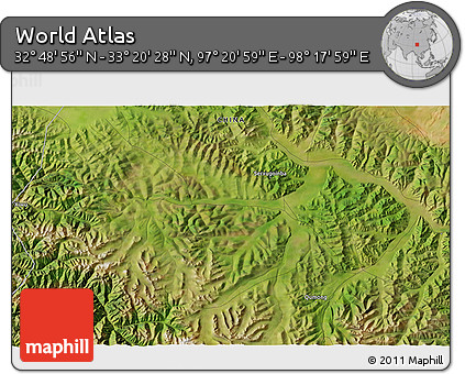 Satellite 3D Map of the Area around 33° 4' 42" N, 97° 49' 29" E