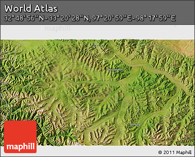 Satellite 3D Map of the Area around 33° 4' 42" N, 97° 49' 29" E