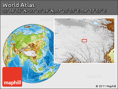 Physical Location Map of the Area around 33° 4' 42" N, 97° 49' 29" E