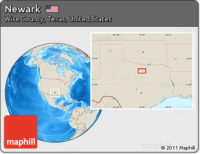 Shaded Relief Location Map of Newark