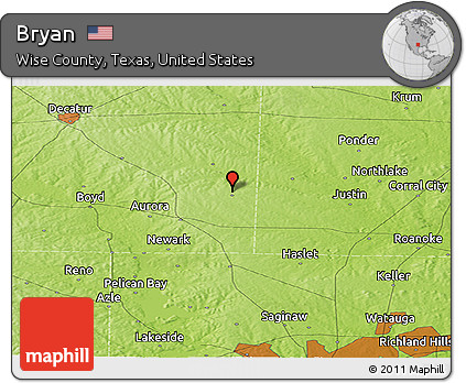 Physical Panoramic Map of Bryan