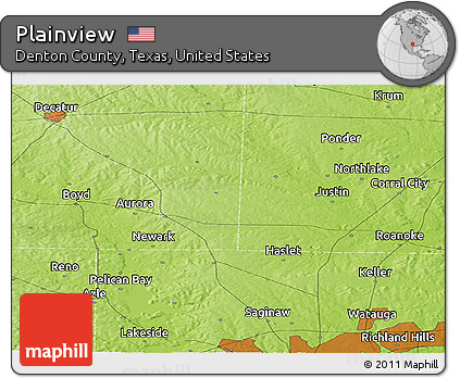 Physical Panoramic Map of Plainview