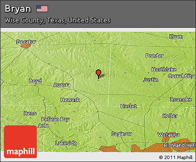 Physical Panoramic Map of Bryan