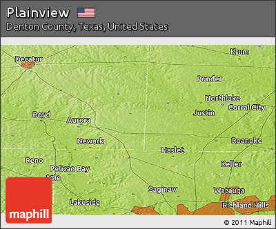 Physical Panoramic Map of Plainview