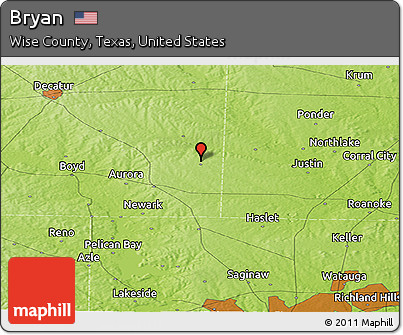 Physical Panoramic Map of Bryan