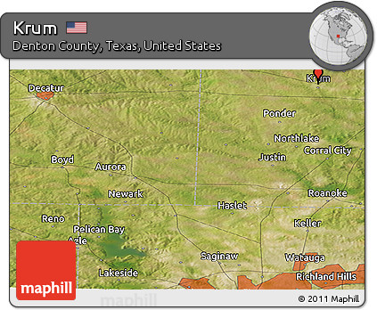 Satellite Panoramic Map of Krum