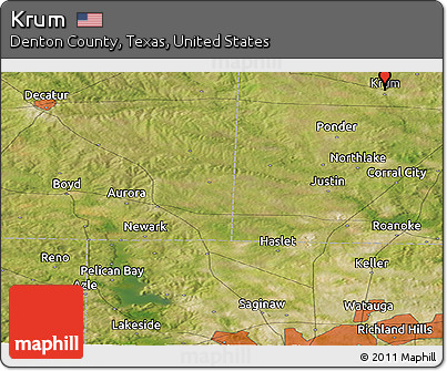 Satellite Panoramic Map of Krum