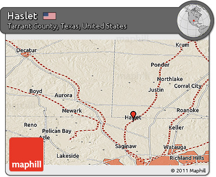 Shaded Relief Panoramic Map of Haslet