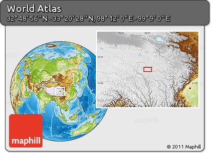 Physical Location Map of the Area around 33° 4' 42" N, 98° 40' 30" E