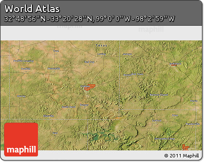 Satellite 3D Map of the Area around 33° 4' 42" N, 98° 31' 30" W
