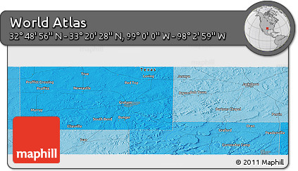 Political Panoramic Map of the Area around 33° 4' 42" N, 98° 31' 30" W