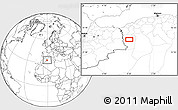 Blank Location Map of the area around 33° 32' 52" N, 0° 46' 30" W