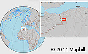 Gray Location Map of the area around 33° 32' 52" N, 0° 46' 30" W