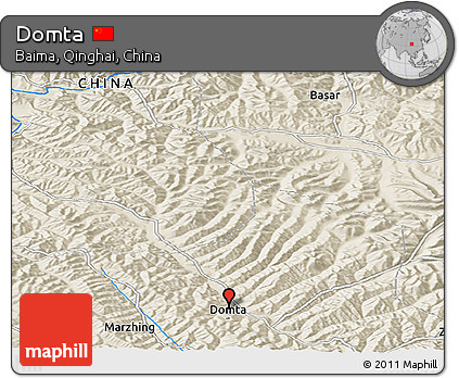 Shaded Relief Panoramic Map of Domta