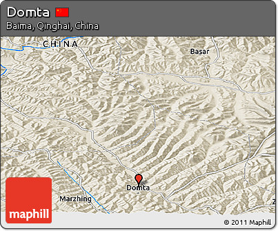 Shaded Relief Panoramic Map of Domta