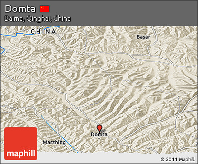 Shaded Relief Panoramic Map of Domta