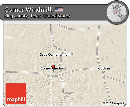 Shaded Relief 3D Map of Corner Windmill
