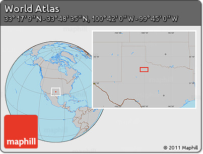 Gray Location Map of the Area around 33° 32' 52" N, 100° 13' 29" W