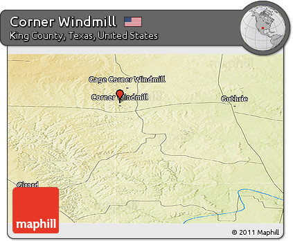 Physical Panoramic Map of Corner Windmill