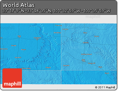 Political 3D Map of the Area around 33° 32' 52" N, 101° 4' 29" W