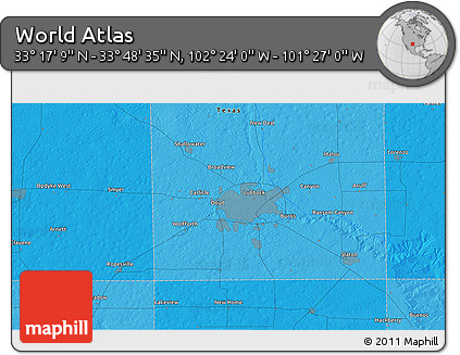 Political 3D Map of the Area around 33° 32' 52" N, 101° 55' 30" W