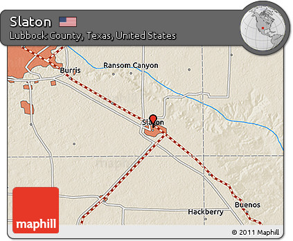 Shaded Relief 3D Map of Slaton