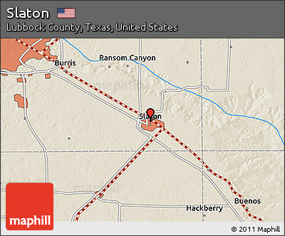 Shaded Relief 3D Map of Slaton