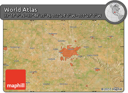 Satellite Map of the Area around 33° 32' 52" N, 101° 55' 30" W