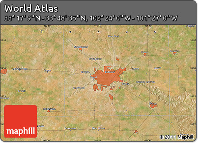 Satellite Map of the Area around 33° 32' 52" N, 101° 55' 30" W