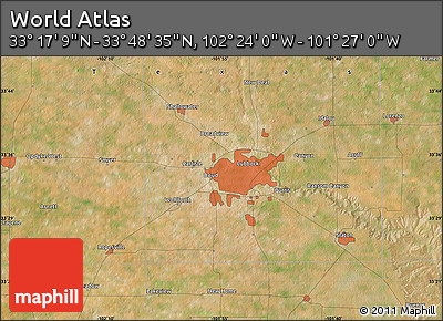 Satellite Map of the Area around 33° 32' 52" N, 101° 55' 30" W