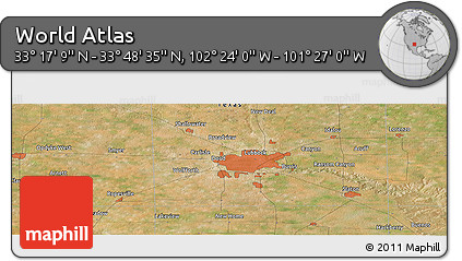 Satellite Panoramic Map of the Area around 33° 32' 52" N, 101° 55' 30" W