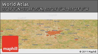 Satellite Panoramic Map of the Area around 33° 32' 52" N, 101° 55' 30" W